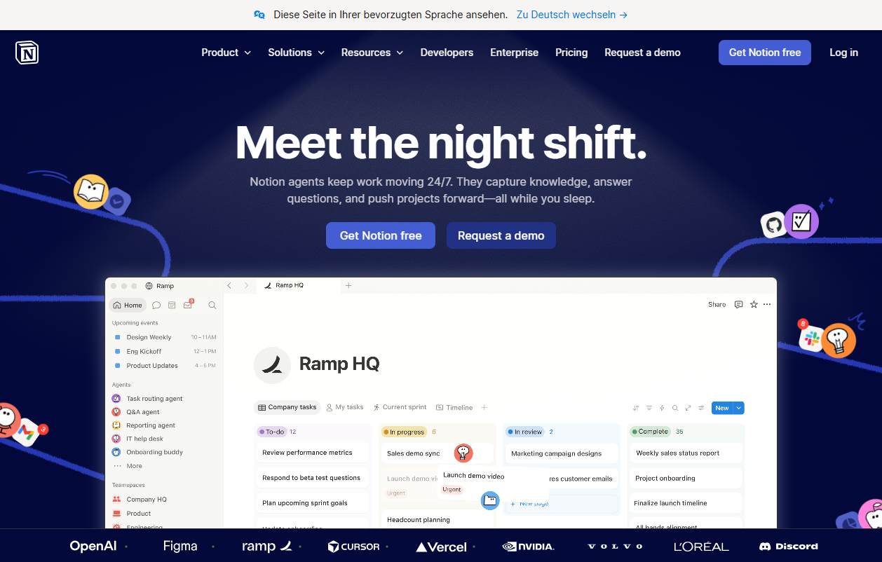 Notion homepage