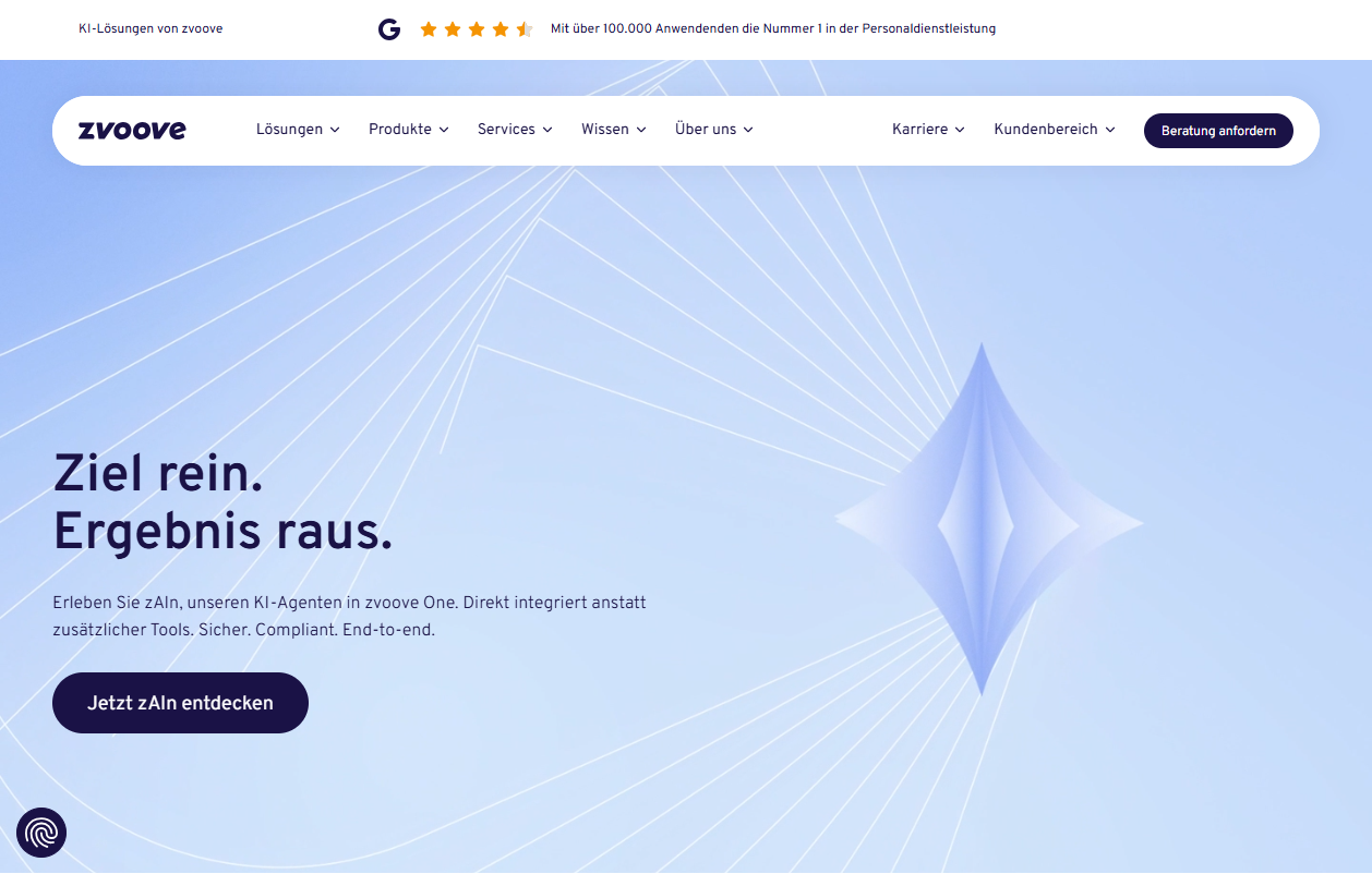 Startseite von zvoove Recruit