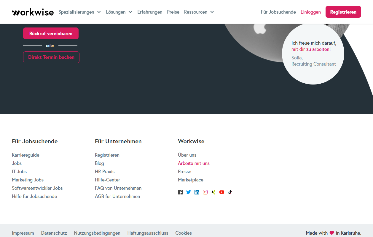 Workwise (onlyfy) homepage