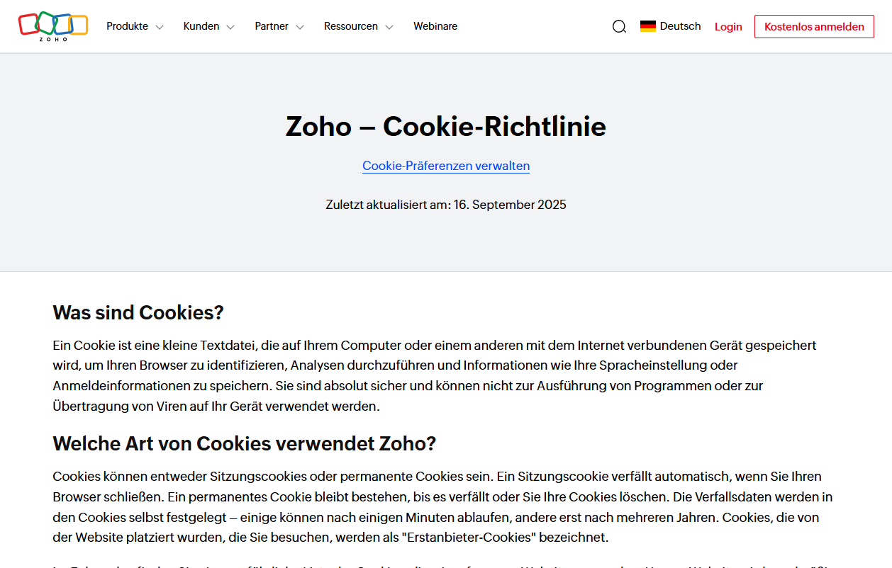 Startseite von Zoho Recruit